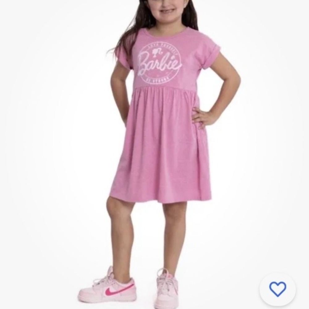 Barbie Girls Pink Graphic TShirt Dress Love Yourself Be Strong Short Sleeve Sz M